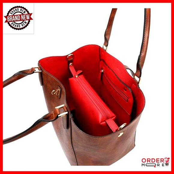 Bagsmart Lightweight Messenger & Laptop Bag 25L Work Tote  Large Work Tote Bag with Crossbody Strap, Waterproof Vegan Leather, 25L Capacity